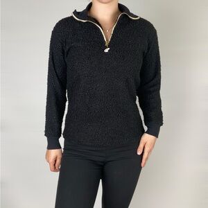 DONNI‎ Curly Sherpa Half Zip Pullover Charcoal Long Sleeve Casual Size Xs